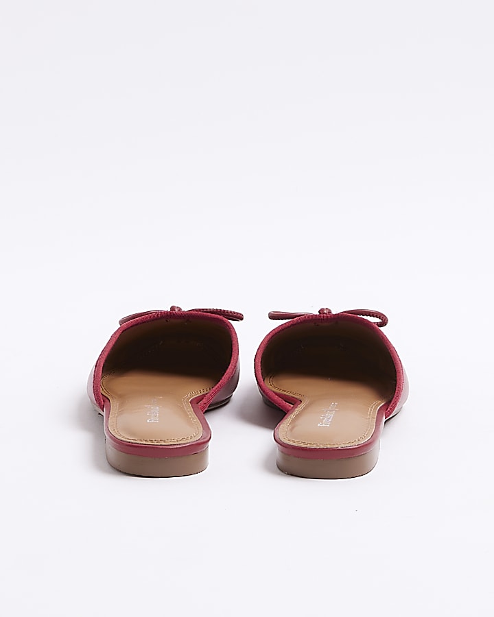 Red backless mule ballet pumps