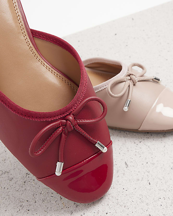 Red backless mule ballet pumps