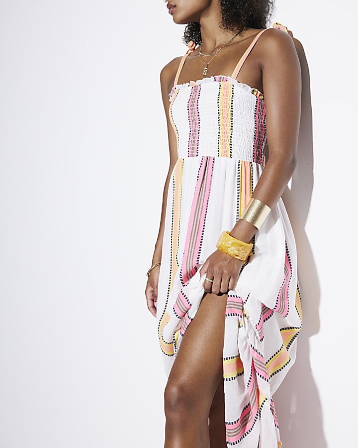 White stripe beach maxi dress