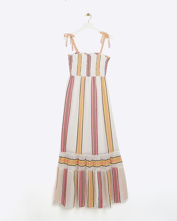 White stripe beach maxi dress