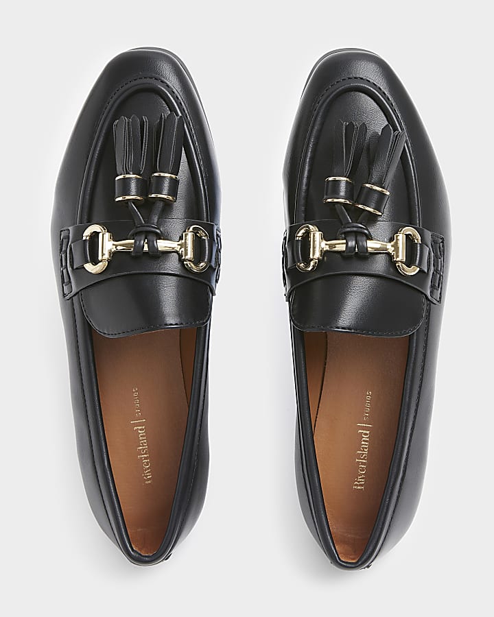 Black Tassel Chain Loafers