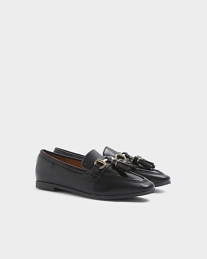 Black Tassel Chain Loafers