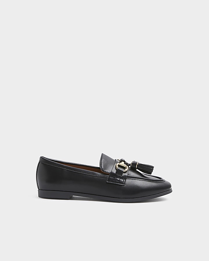 Black Tassel Chain Loafers