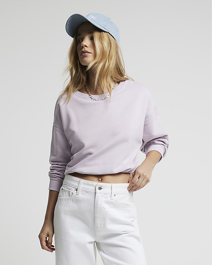 Purple elasticated hem sweatshirt