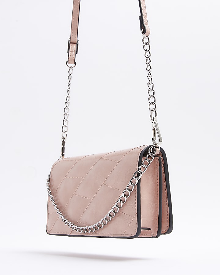 Pink Quilted Chain Cross Body Purse