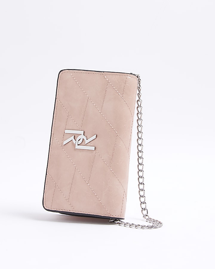 Pink Quilted Chain Cross Body Purse