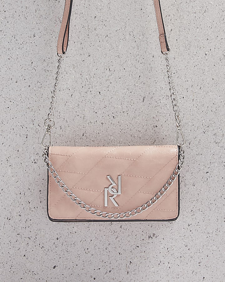 Pink Quilted Chain Cross Body Purse