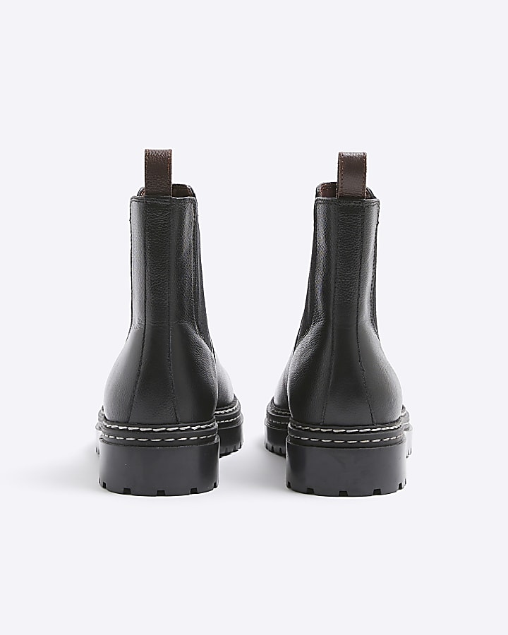 Black leather Chelsea boots