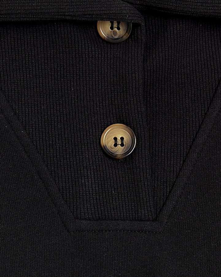 Black button up polo sweatshirt