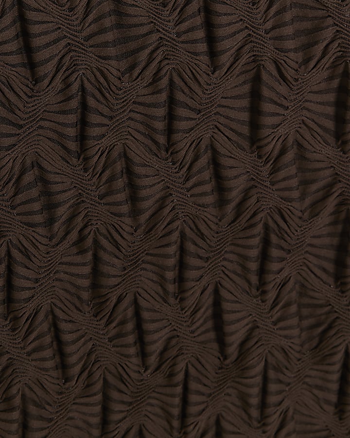 Brown textured midi dress