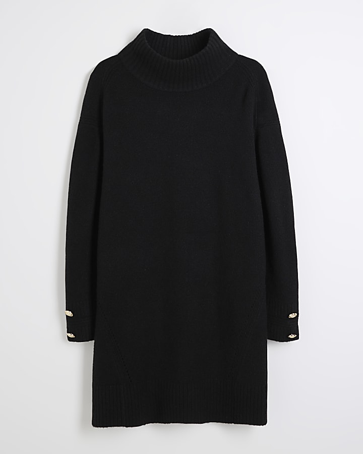 Black High Neck Jumper Dress