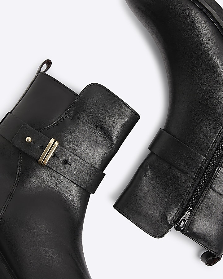 Black Leather Ankle Boot
