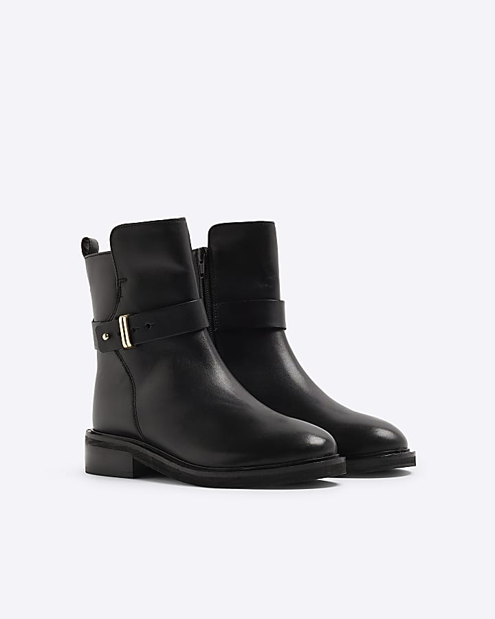 Black Leather Ankle Boot