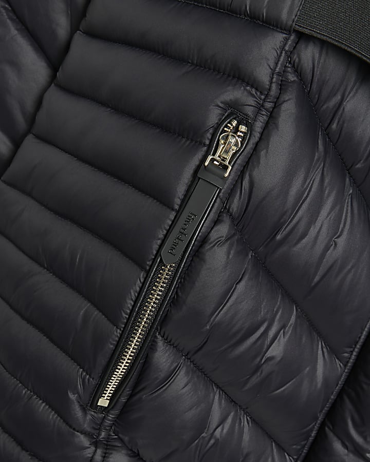 Plus black slim fit longline padded coat