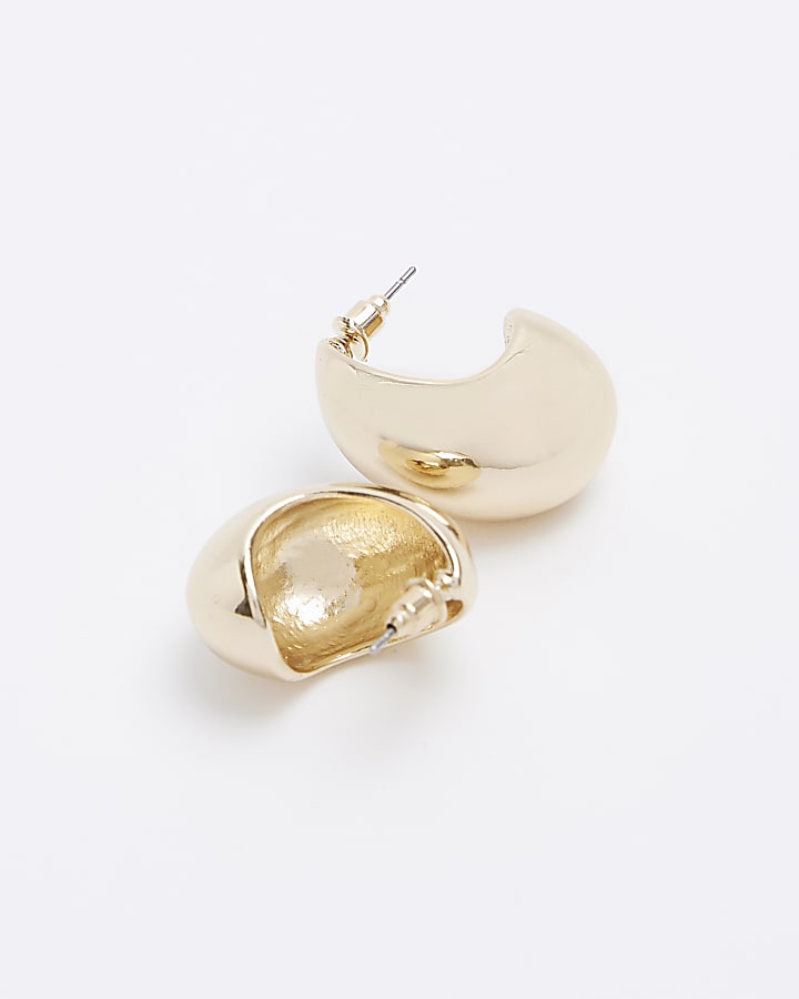 Gold Domed Hoop Earrings