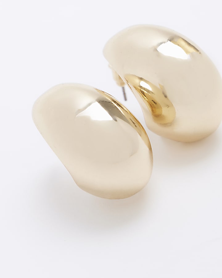 Gold Domed Hoop Earrings