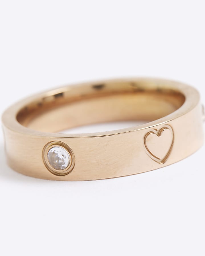 Rose Gold Stainless Steel Diamante Ring