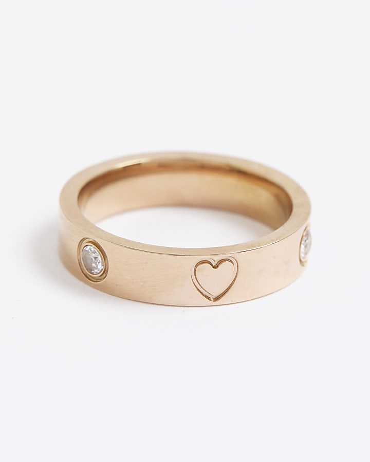 Rose Gold Stainless Steel Diamante Ring