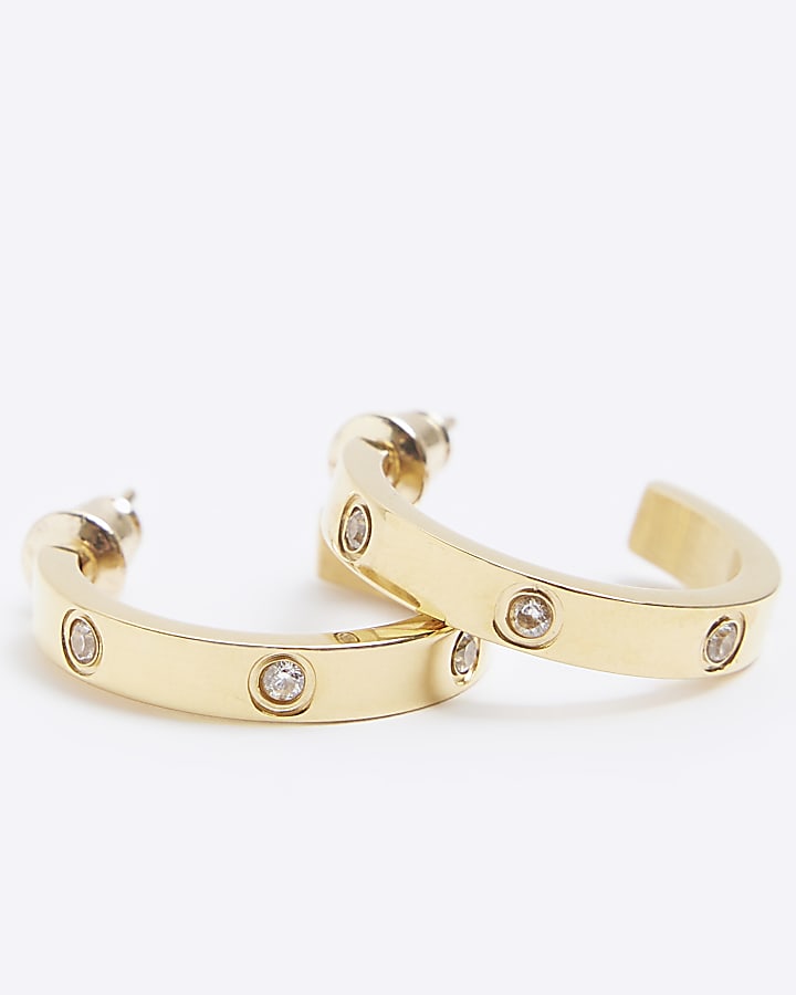 Gold Stainless Steel Hoop Earrings