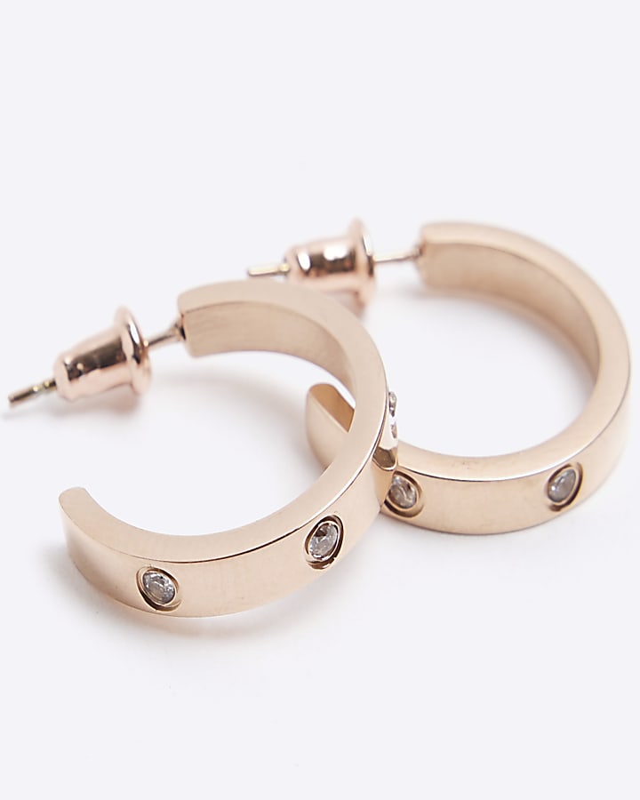 Rose Gold Stainless Steel Hoop Earrings