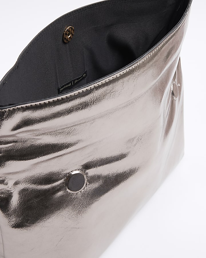 Silver Roll Top Clutch Bag