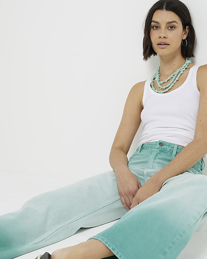 Green ombre relaxed straight fit jeans