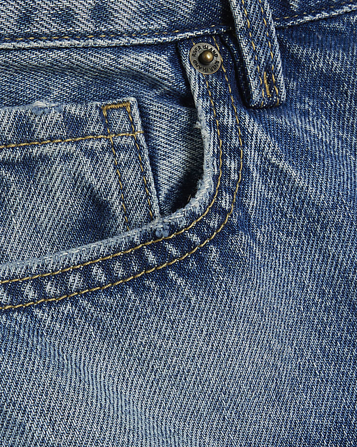 Blue High Waisted Relaxed Straight Jeans