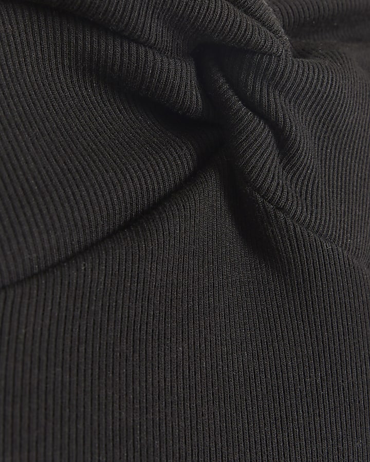 Black Bandeau Knot Bodycon midi Dress