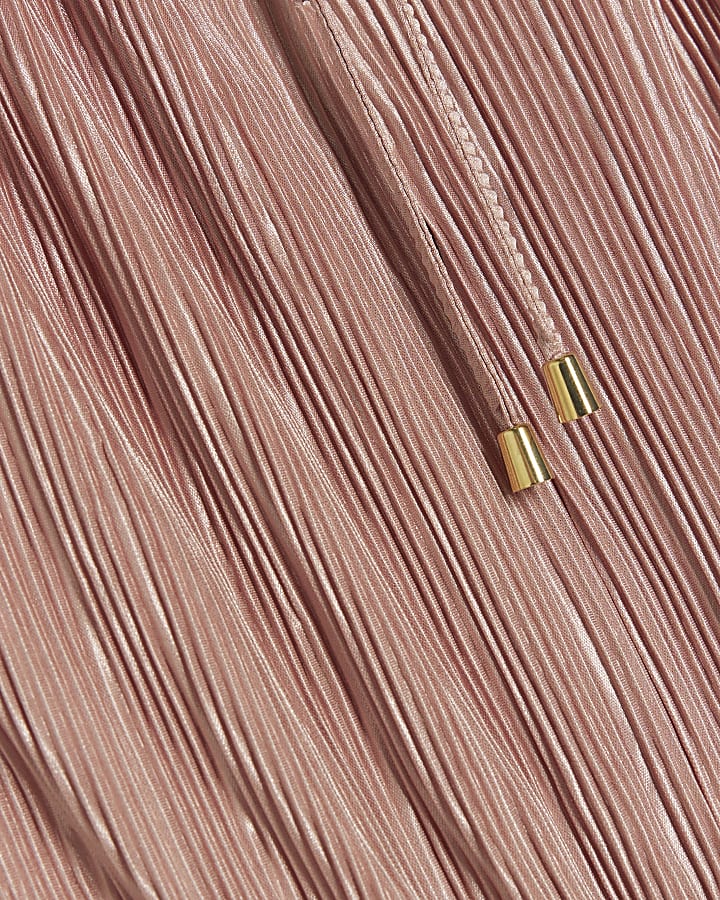 Pink plisse elasticated shift midi dress