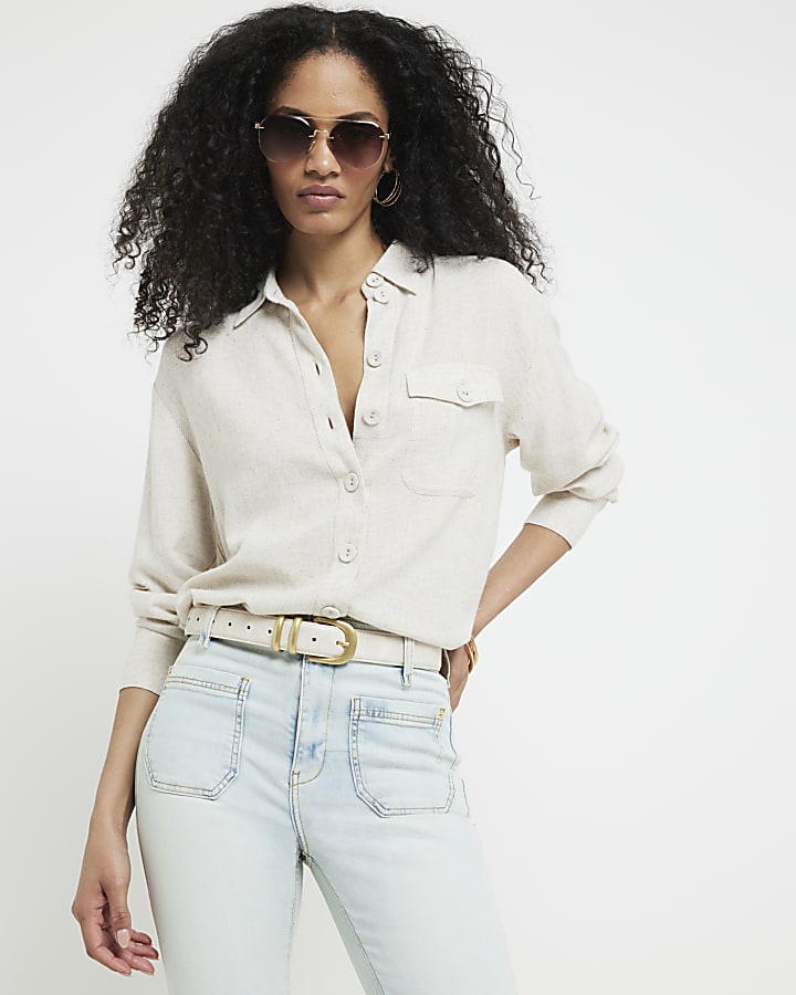 Blue high waisted pocket flared jeans