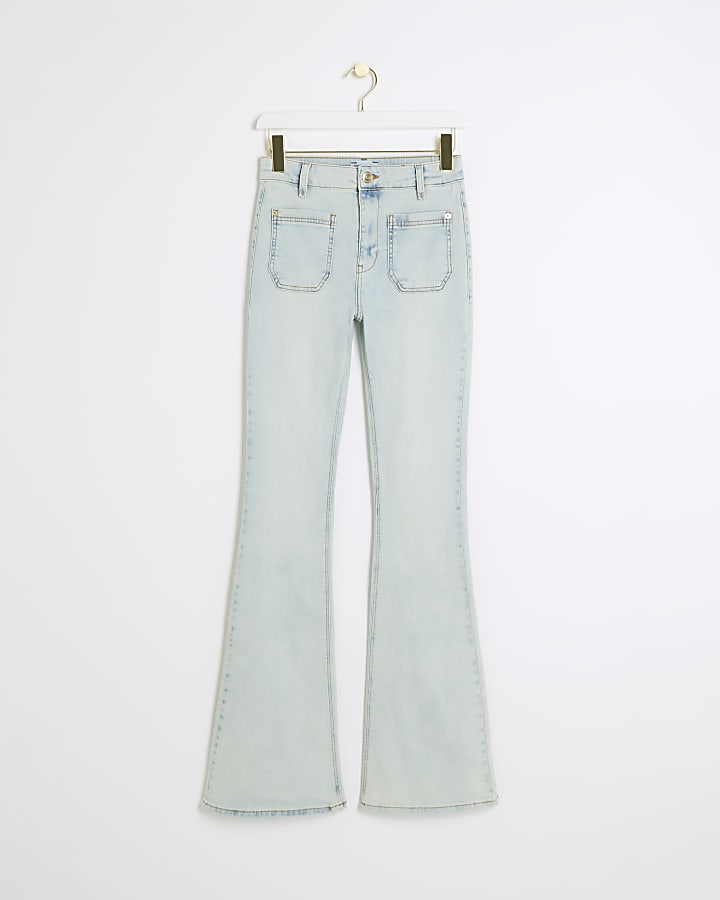 Blue high waisted pocket flared jeans