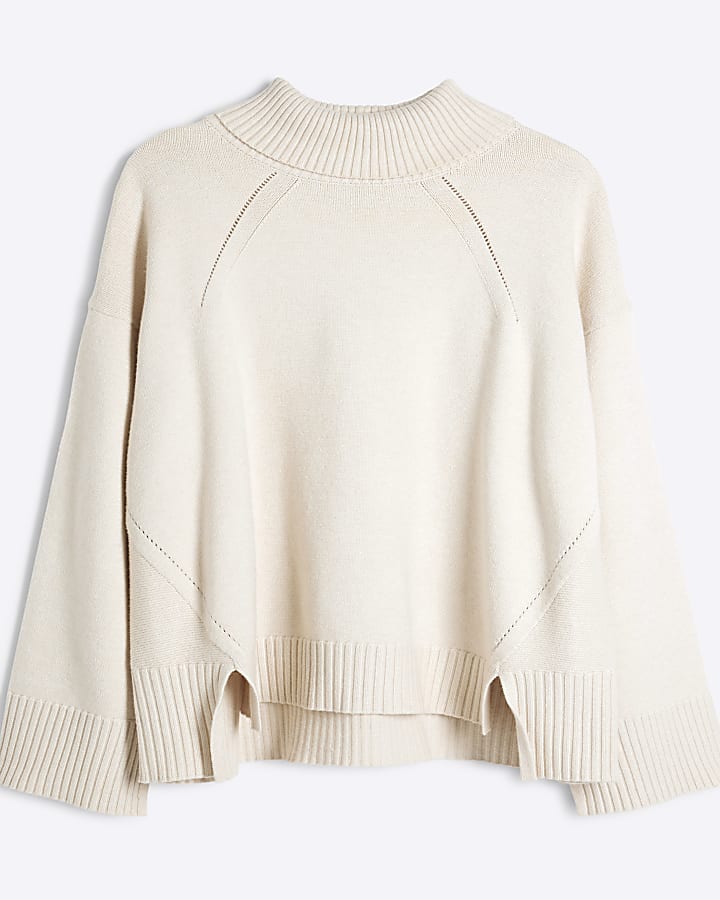 Plus Cream High Neck Jumper