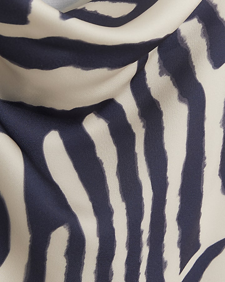 Plus Navy Animal print Cowl Neck Cami top