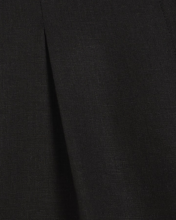Black linen blend bermuda shorts