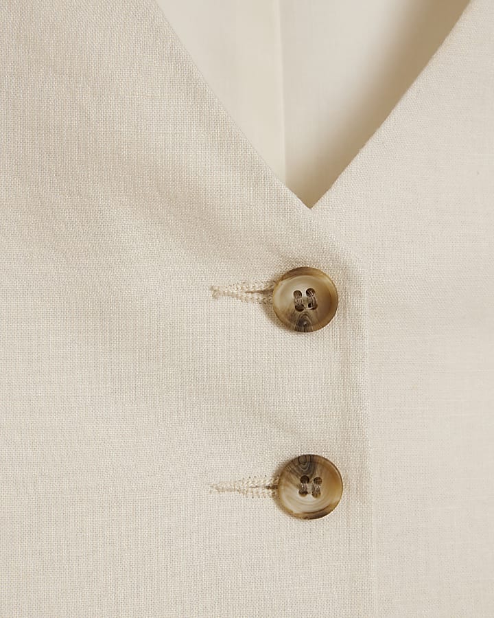 Cream linen blend button up waistcoat