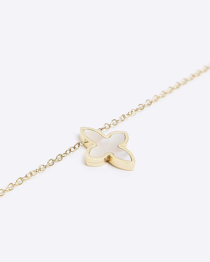 White Petal Charm Necklace