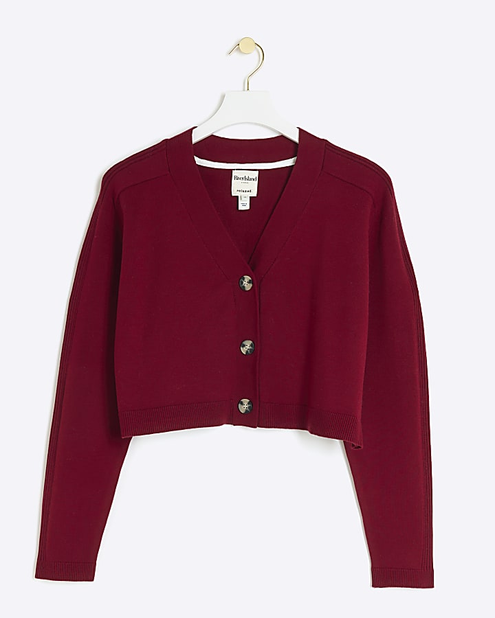 Red Cropped Cardigan