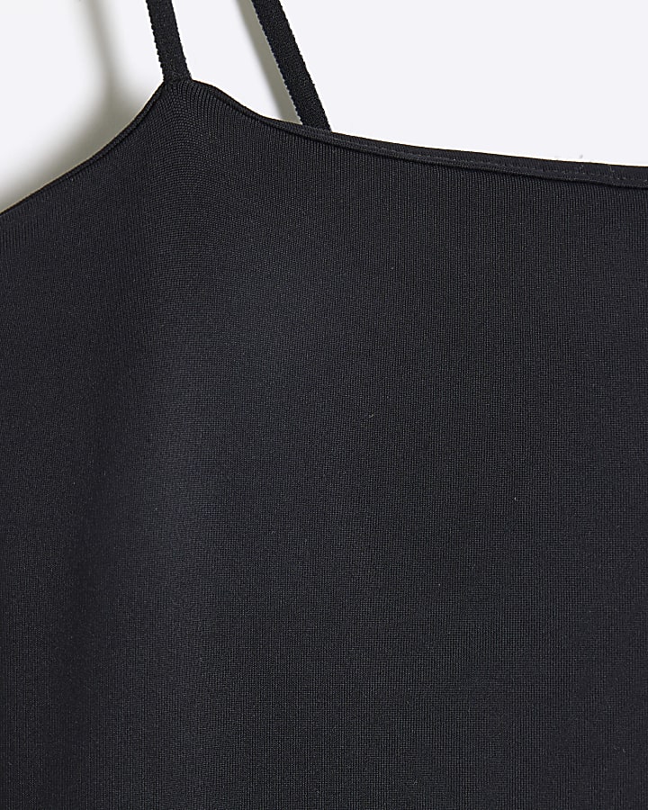 Black square neck bodysuit