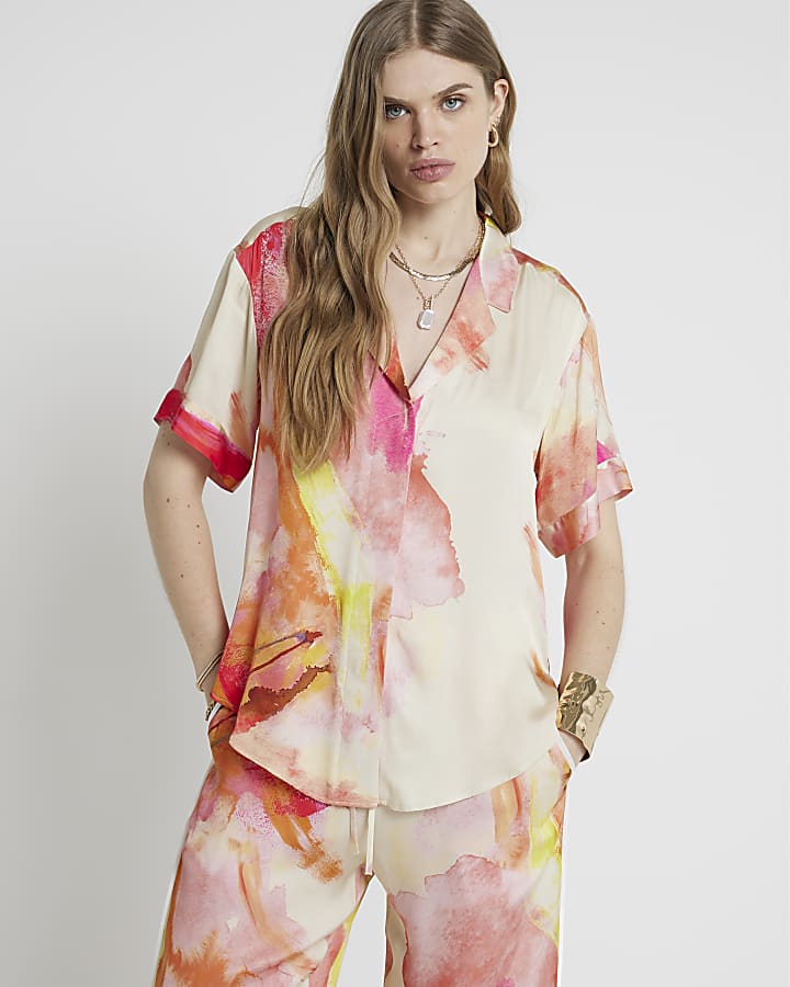 RI Studio Pink abstract print shirt