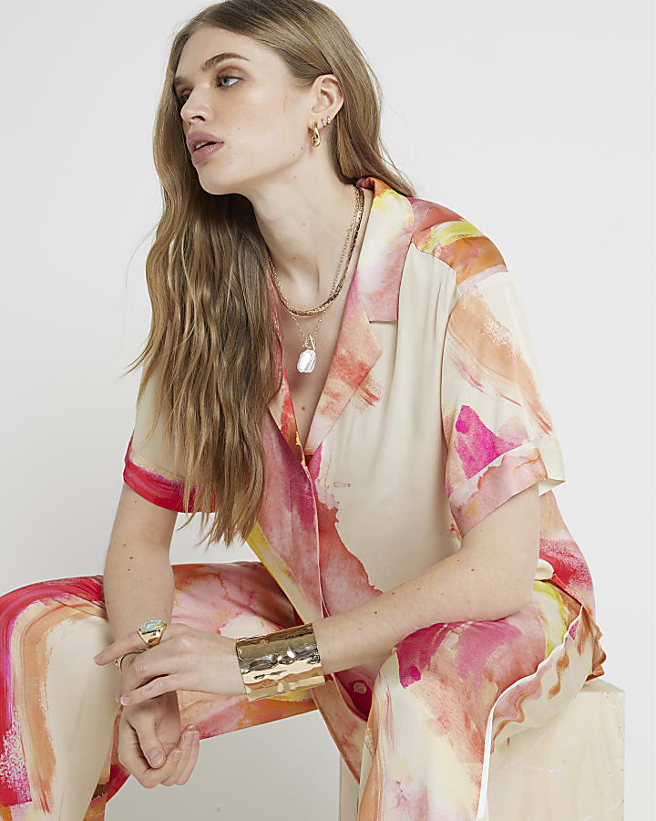 RI Studio Pink abstract print shirt