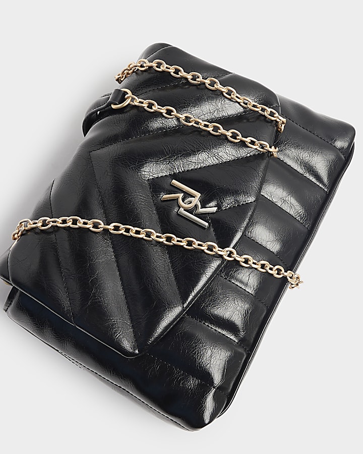 Black quilted chain strap shoulder bag