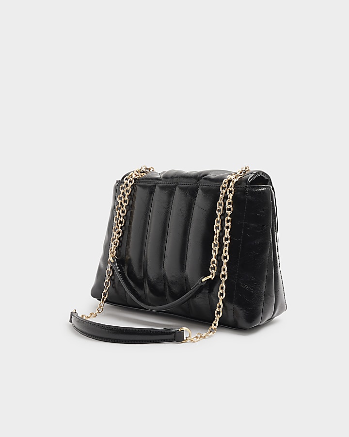 Black quilted chain strap shoulder bag