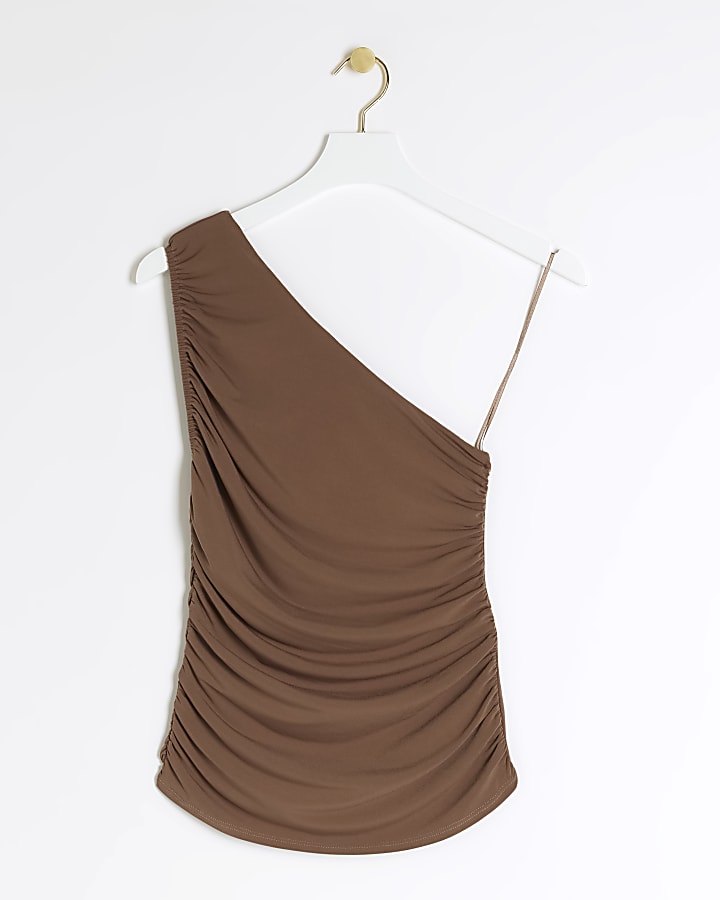 Brown drape asymmetric top