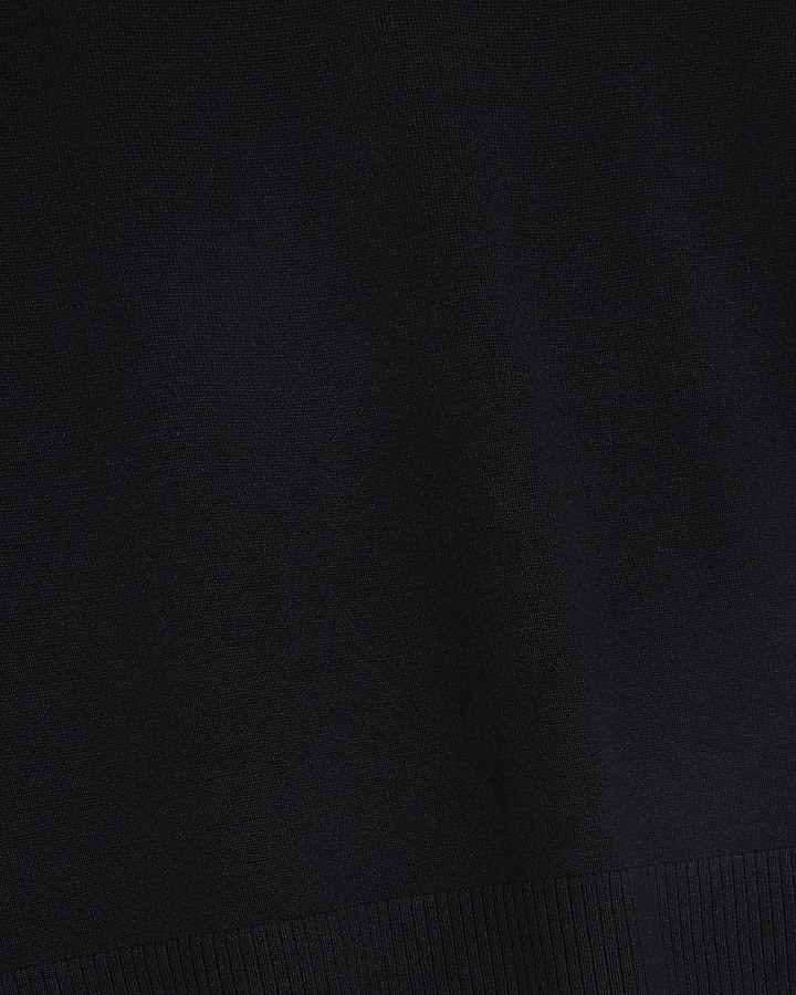 Black fine knit long sleeve top