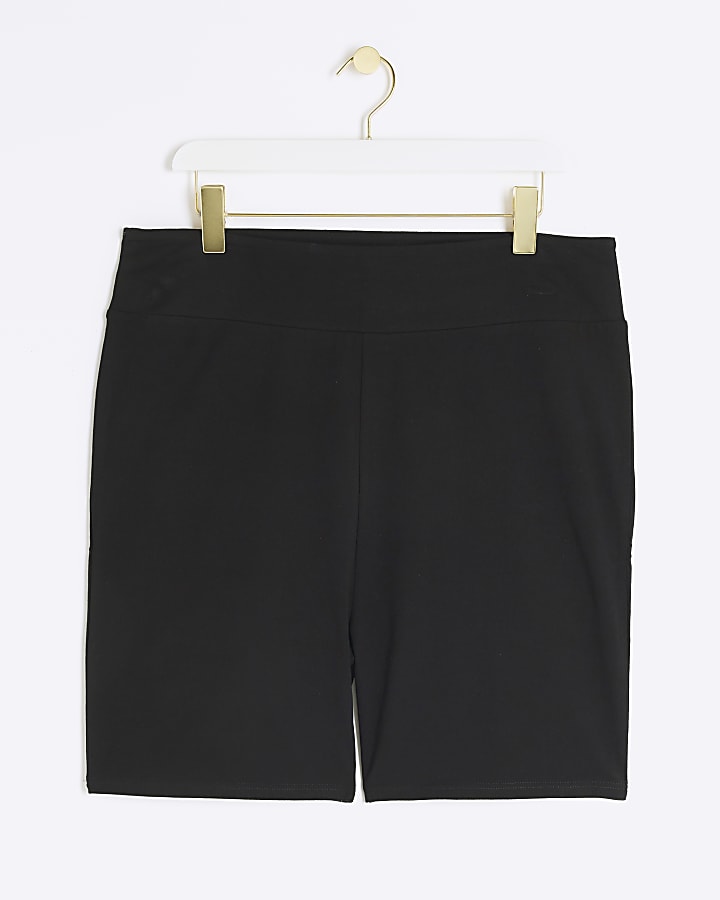 Plus Black High Waisted Cycling Shorts