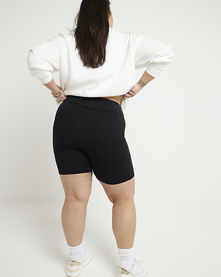 Plus Black High Waisted Cycling Shorts