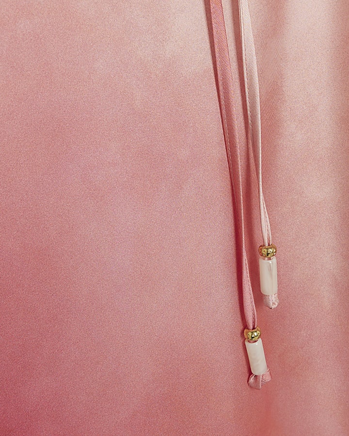 Pink belted ombre slip maxi dress