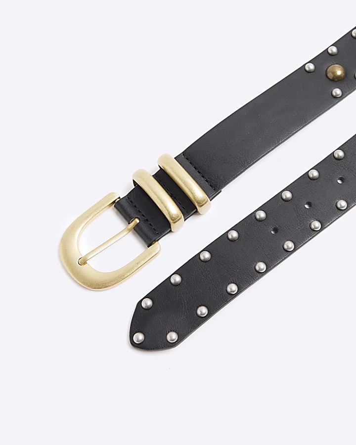 Black Studded Buckle Belt