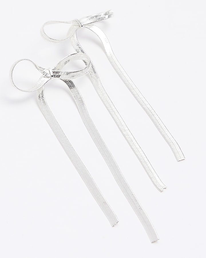 Silver Sleek Bow Earrings