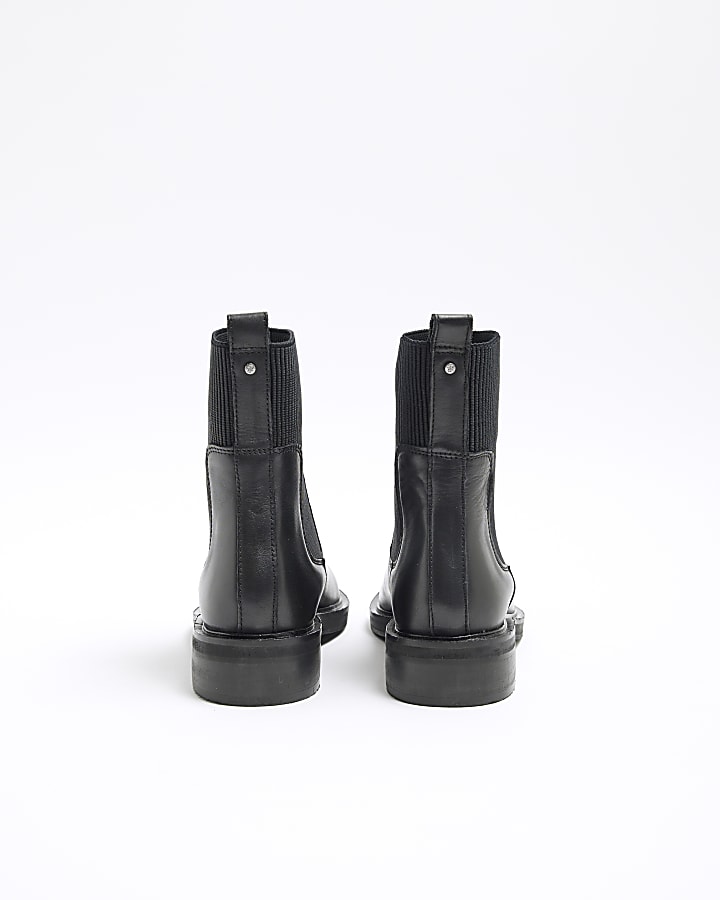 Black Leather Chelsea Ankle Boots